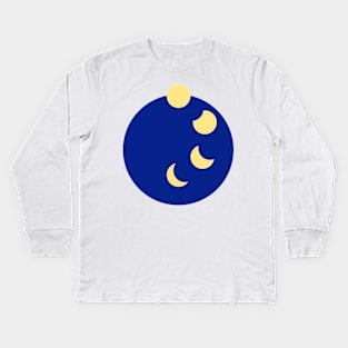 Moonset with Moon Phases Kids Long Sleeve T-Shirt